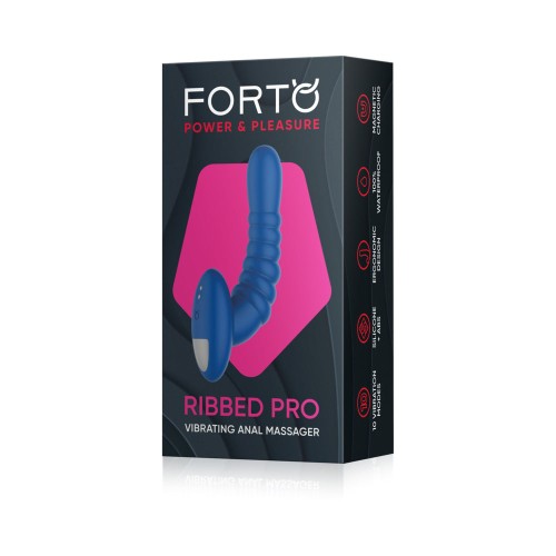 Forto Masajeador Anal Vibrante Azul Ribbed Pro - Estimulación Suprema