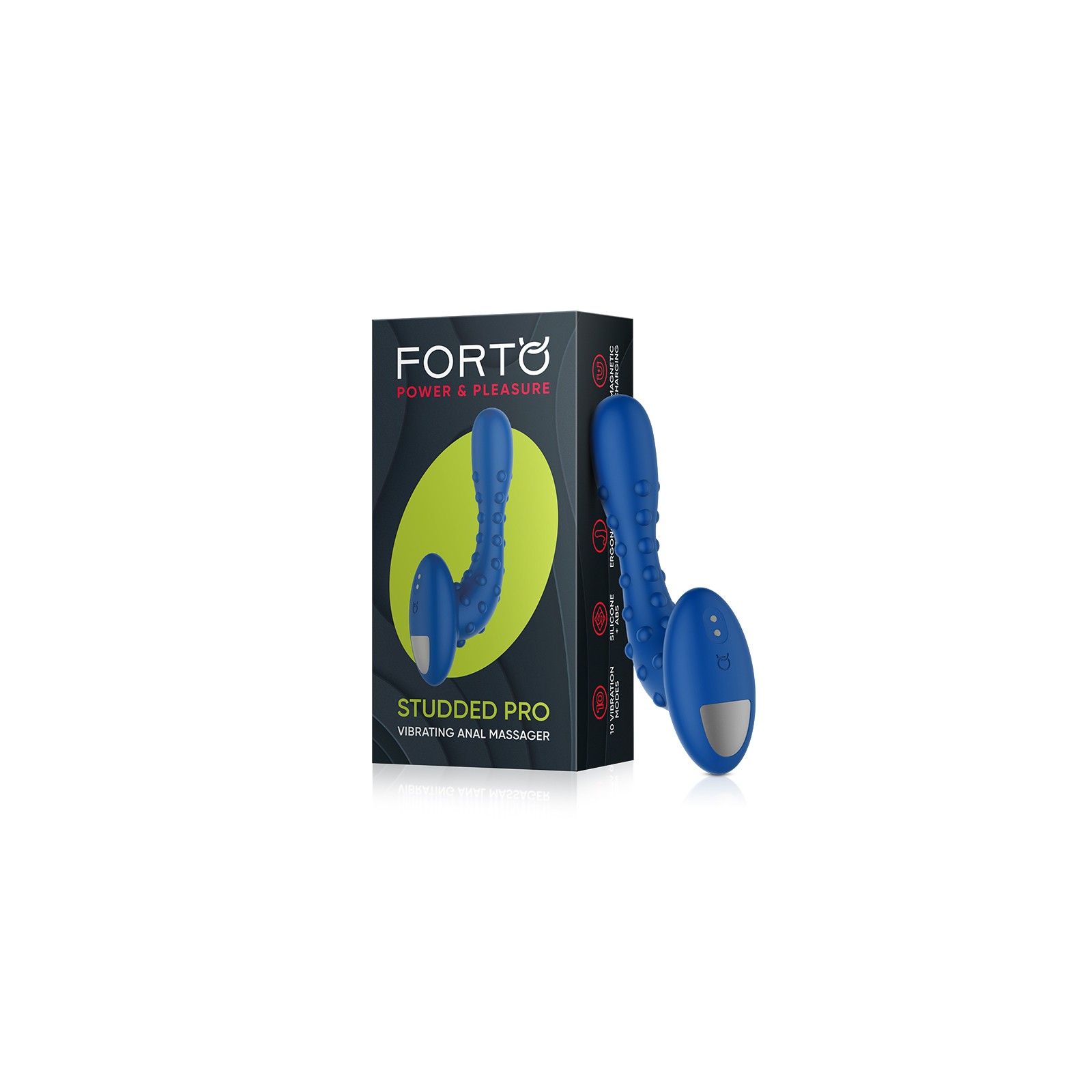 Forto Studded Pro Rechargeable Anal Massager Blue