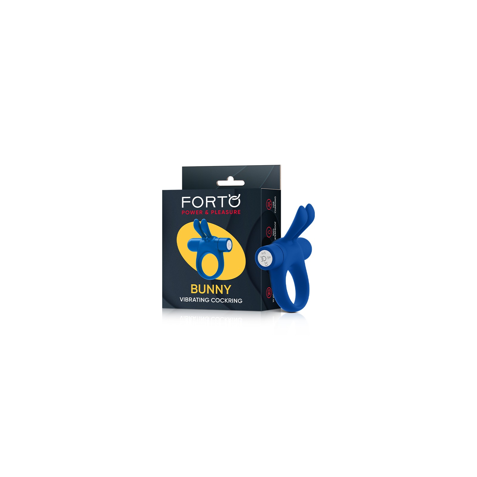 Forto Bunny Rechargeable Cockring Blue