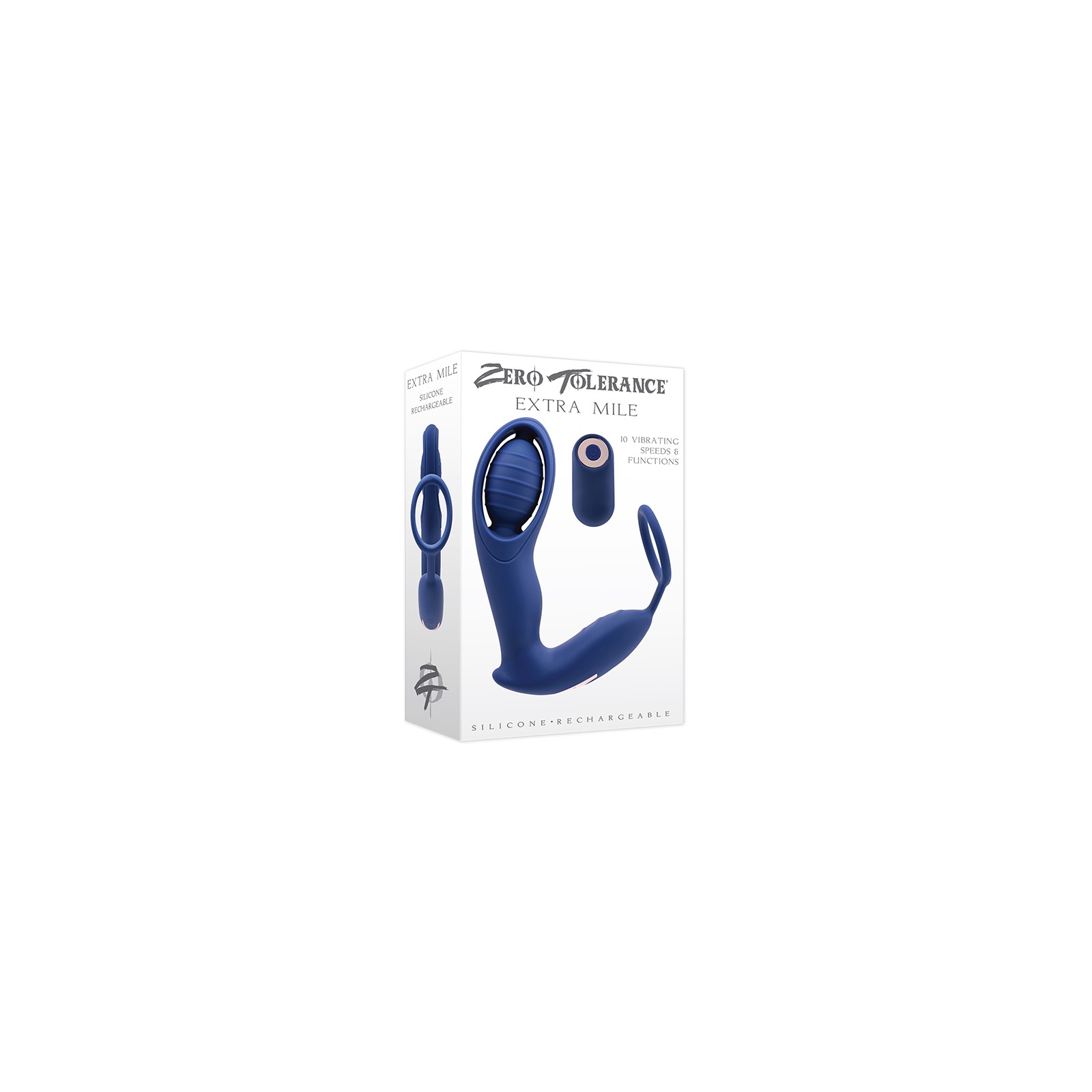 Zero Tolerance Extra Mile Vibrating Prostate Massager with C-Ring Blue