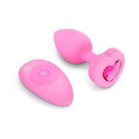 Plug Anal Vibrante de Corazón b-Vibe con Base de Joya en Forma de Corazón S/M Rosa