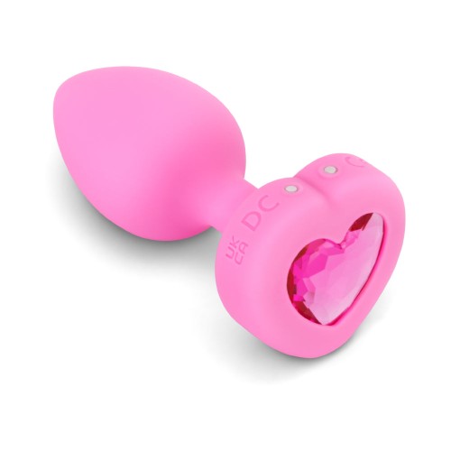 Plug Anal Vibrante de Corazón b-Vibe con Base de Joya en Forma de Corazón S/M Rosa