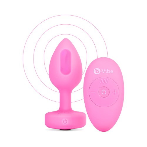 Plug Anal Vibrante de Corazón b-Vibe con Base de Joya en Forma de Corazón S/M Rosa