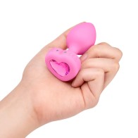 b-Vibe Vibrating Heart Anal Plug with Heart-Shaped Jewel Base S/M Pink