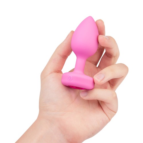 b-Vibe Vibrating Heart Anal Plug with Heart-Shaped Jewel Base S/M Pink