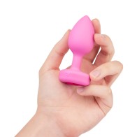 Plug Anal Vibrante de Corazón b-Vibe con Base de Joya en Forma de Corazón S/M Rosa