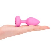 Plug Anal Vibrante de Corazón b-Vibe con Base de Joya en Forma de Corazón S/M Rosa