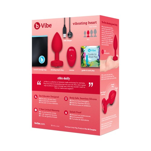 b-Vibe Plug Anal Vibrante con Corazón para Parejas