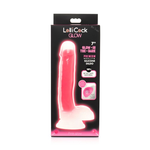 Dildo que Brilla en la Oscuridad de 7 in. Rosa con Bolas