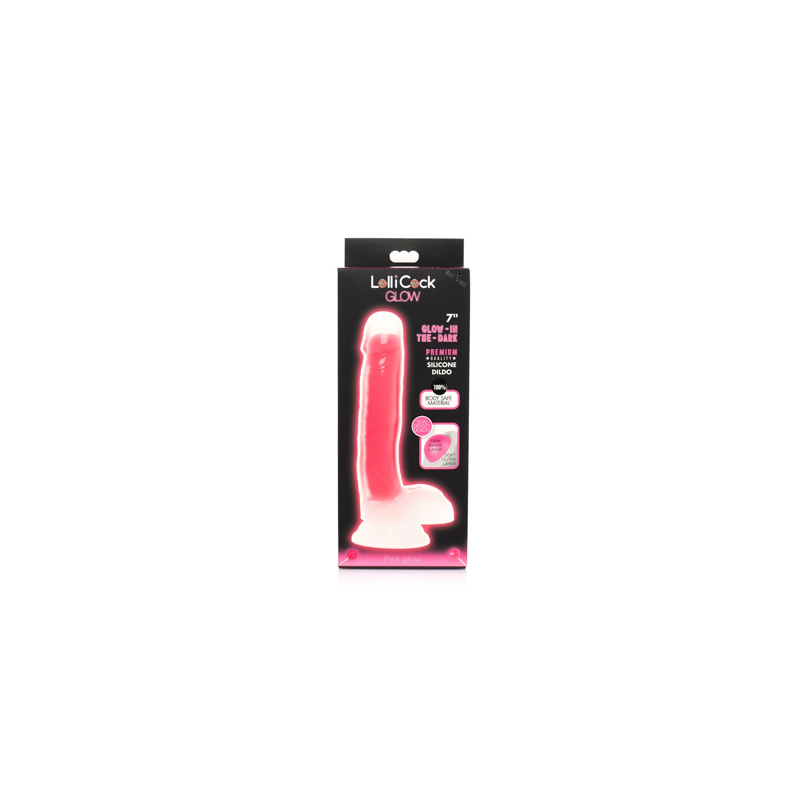 Lollicock Glow-in-the-Dark 7 in. Dildo with Balls Pink