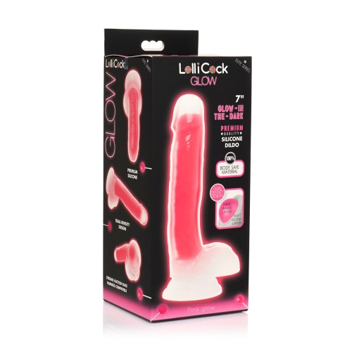 Dildo que Brilla en la Oscuridad de 7 in. Rosa con Bolas