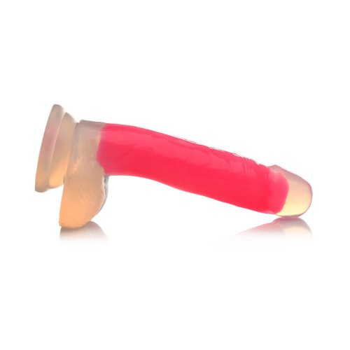 Dildo que Brilla en la Oscuridad de 7 in. Rosa con Bolas