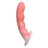 Dildo de Silicona Ondulado de 8 Pulgadas Rosa/Blanco