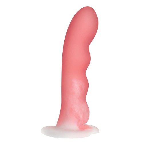 Dildo de Silicona Ondulado de 8 Pulgadas Rosa/Blanco