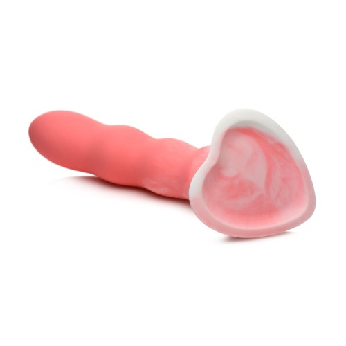 Simply Sweet Wavy 8 in. Silicone Dildo Pink/White