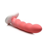 Dildo de Silicona Ondulado de 8 Pulgadas Rosa/Blanco