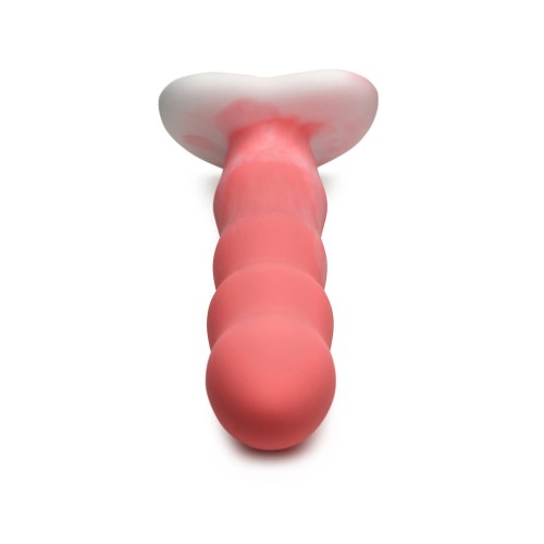 Dildo de Silicona Ondulado de 8 Pulgadas Rosa/Blanco