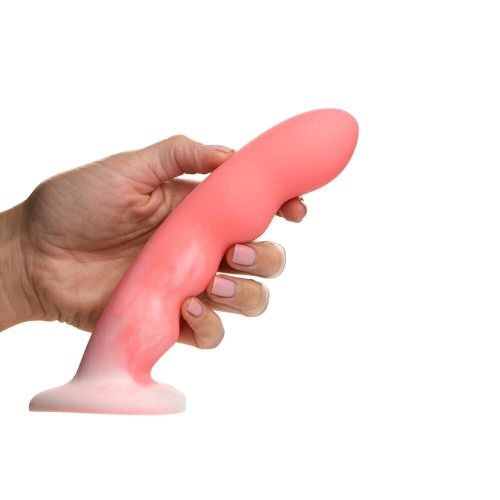 Dildo de Silicona Ondulado de 8 Pulgadas Rosa/Blanco