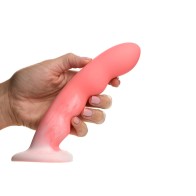 Dildo de Silicona Ondulado de 8 Pulgadas Rosa/Blanco