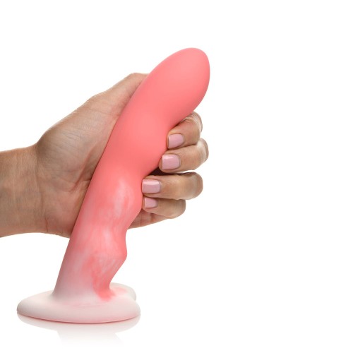 Dildo de Silicona Ondulado de 8 Pulgadas Rosa/Blanco