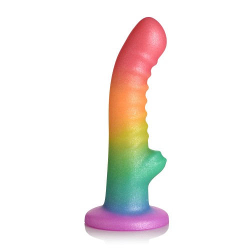 Simply Sweet Ribbed Silicone Dildo Rainbow