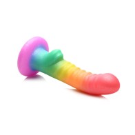 Simply Sweet Ribbed Silicone Dildo Rainbow