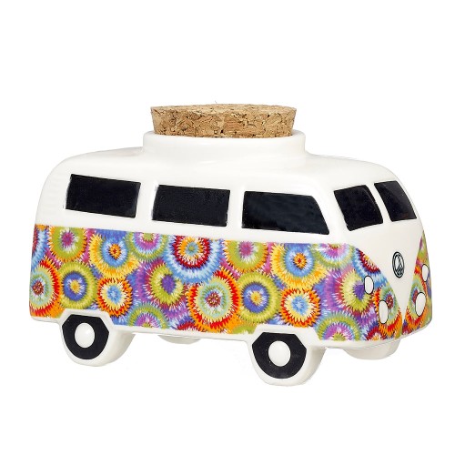 Colorful Flower Burst Vintage Bus Stash Jar