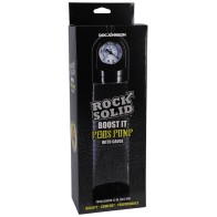 Rock Solid Boost It Bomba para Pene con Medidor Negro/Transparent