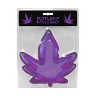 Pot Leaf Decorative Glass Ashtray Purple