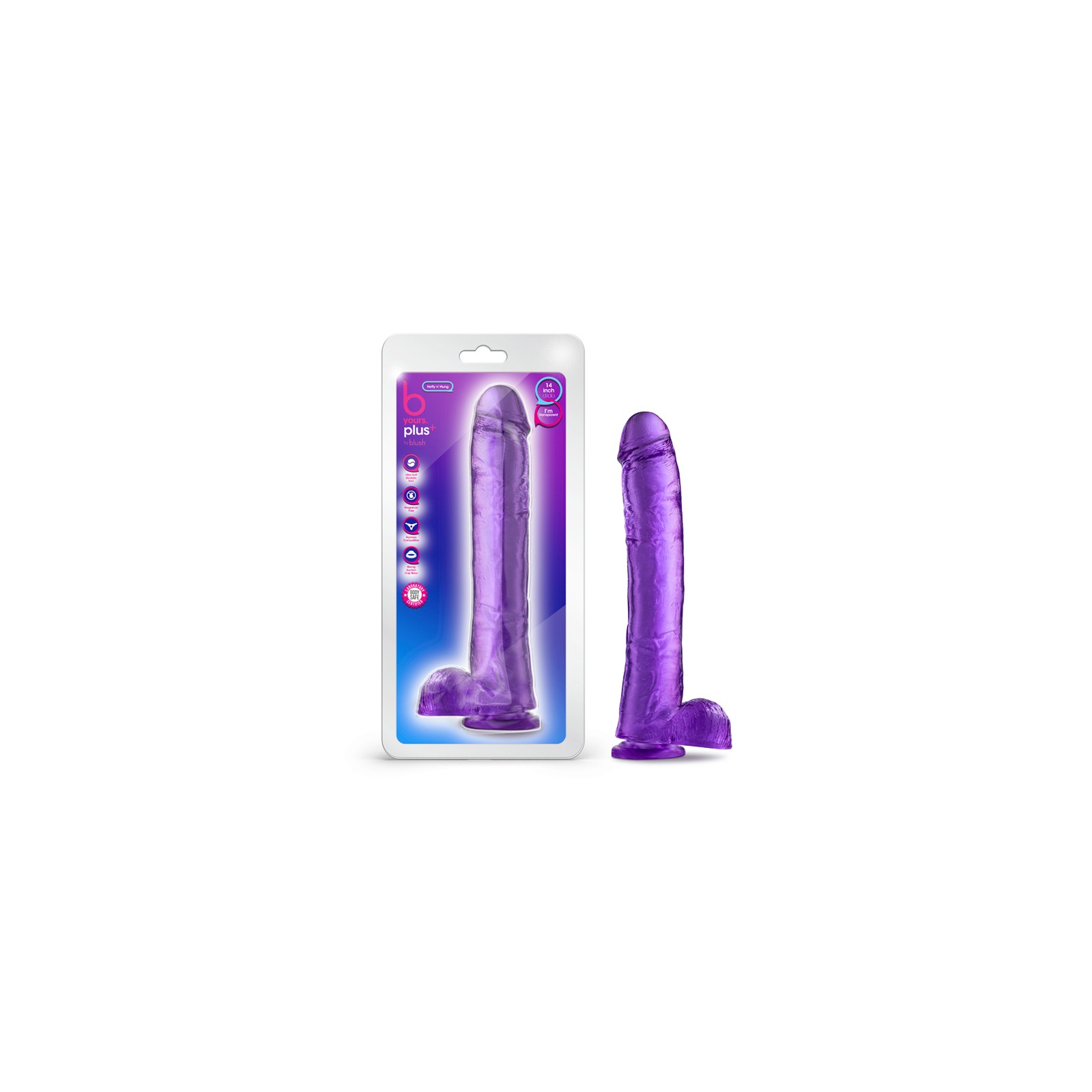 B Yours Plus Hefty n' Hung 14-inch Dildo Purple