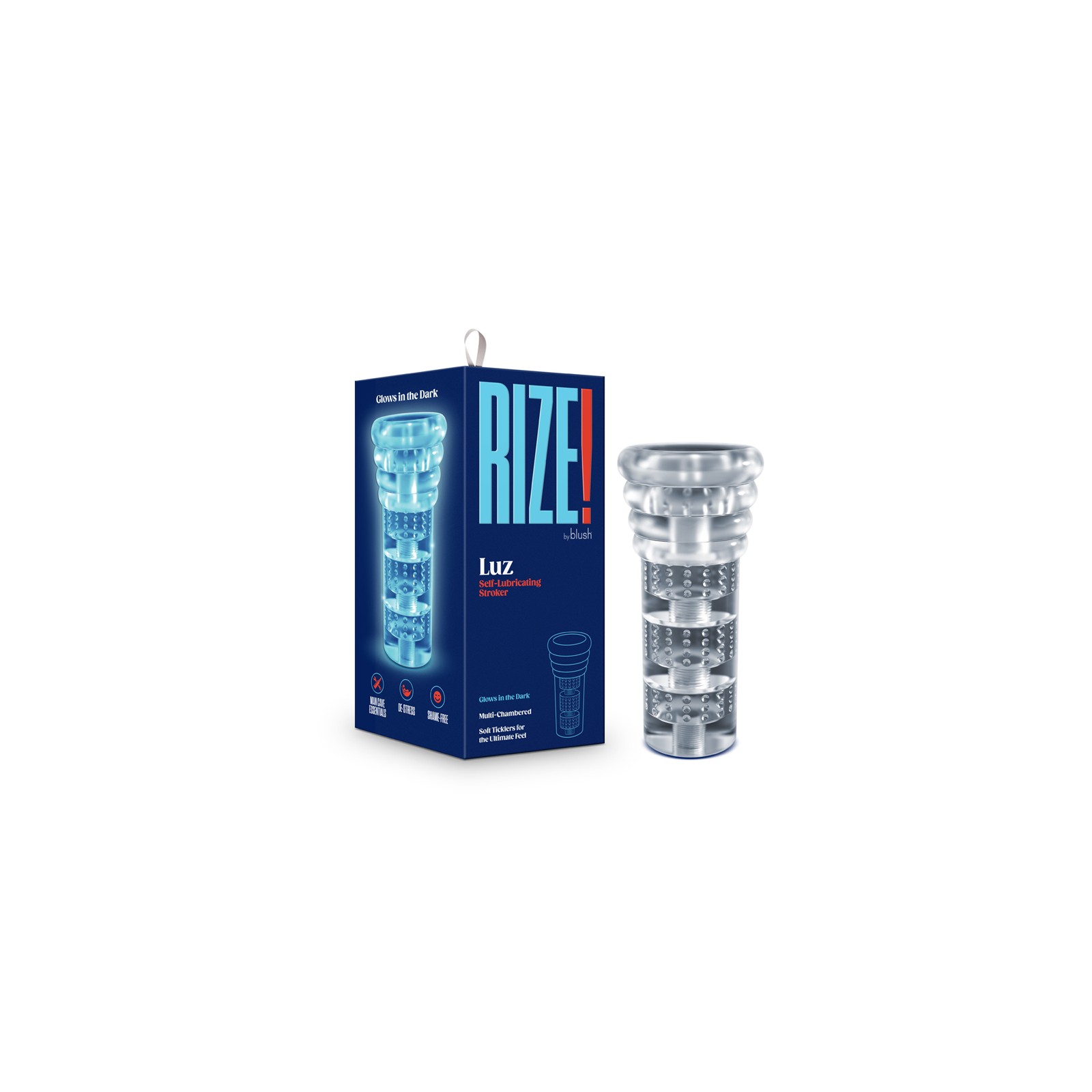 RIZE! Luz Glow in the Dark Self-Lubricating Stroker Clear