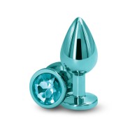 Medium Teal Chrome-Plated Metal Anal Plug