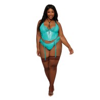 Dreamgirl Stretch Vinyl and Lace Bustier Set