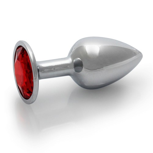 Ouch Round Gem Butt Plug Small Silver Ruby Red