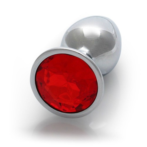 Ouch Round Gem Butt Plug Small Silver Ruby Red