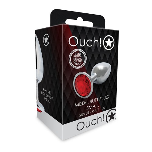 Plug Anal con Joyas Ouch Pequeño Plata Rojo Rubí