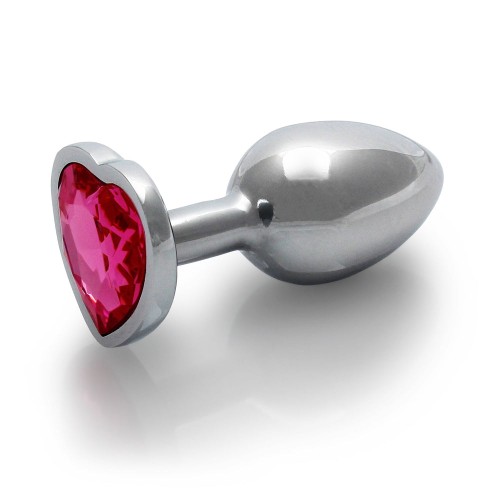 Plug Anal Corazón con Gemas Ouch! Pequeño Plateado/Rubelite Rosa