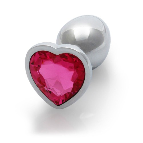 Plug Anal Corazón con Gemas Ouch! Pequeño Plateado/Rubelite Rosa