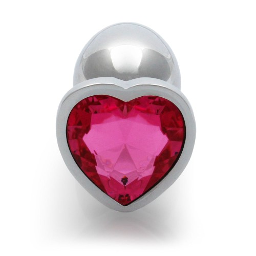 Plug Anal Corazón con Gemas Ouch! Pequeño Plateado/Rubelite Rosa