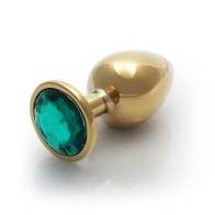 Ouch! Large Gold/Emerald Green Round Gem Butt Plug