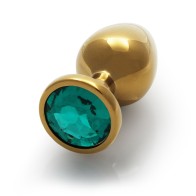 Ouch! Large Gold/Emerald Green Round Gem Butt Plug