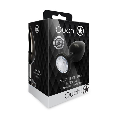 Plug Anal Redondo con Joyas Mediano Gunmetal/Diamond de Ouch!