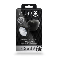 Plug Anal Redondo con Joyas Mediano Gunmetal/Diamond de Ouch!