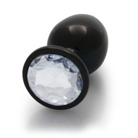 Large Gunmetal/Diamond Round Gem Butt Plug