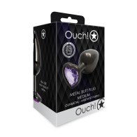 Heart Gem Butt Plug Medium Gunmetal Amethyst