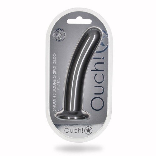 Shots Ouch Smooth Silicone 7 Inch G-Spot Dildo Gunmetal