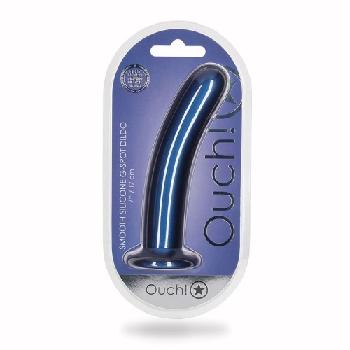 Dildo Suave de Silicona 7in para G-Spot Azul Metálico