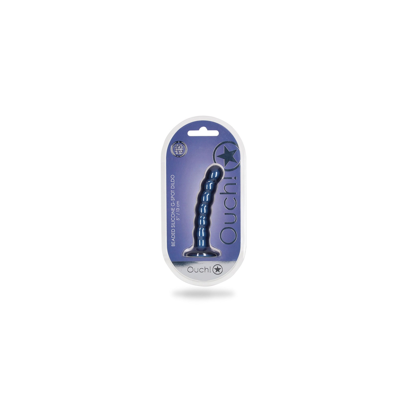 Ouch! Beaded Silicone G-Spot Dildo 5 in. Metallic Blue