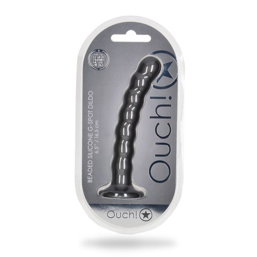 Ouch! Beaded Silicone 6.5 in. G-Spot Dildo - Gunmetal