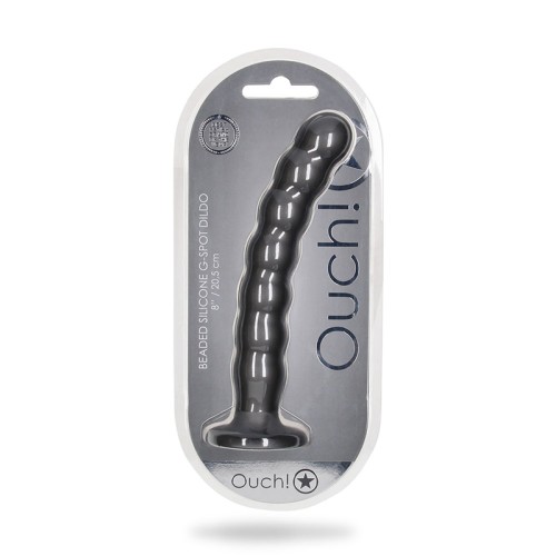 Ouch! Beaded Silicone G-Spot Dildo 8in Gunmetal